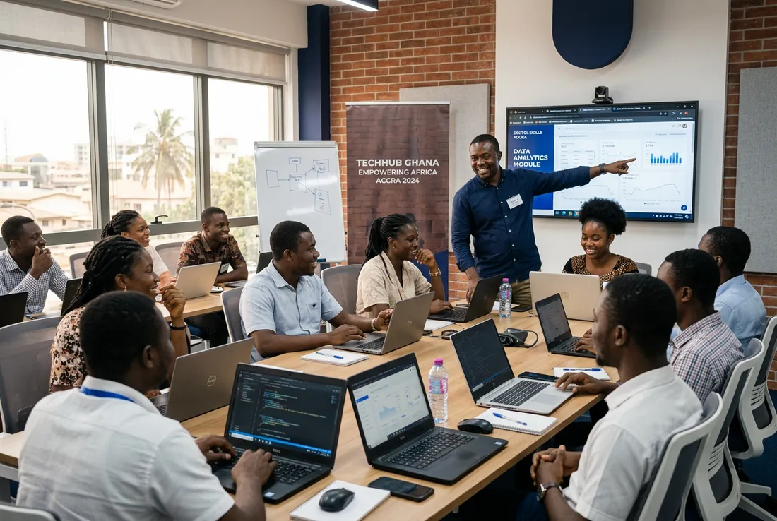 Incerdel facilitator leading a digital skills workshop for young professionals